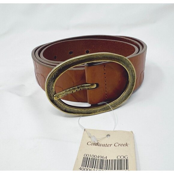 Coldwater Creek Sz L GENUINE Leather Embossed Elephant Safari Brown Belt NWT NEW main image 10